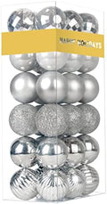Silver 2.5" Christmas Balls Christmas Tree Decoration Ornaments Shatterproof Hanging Balls for Birthday Halloween Holiday Wedding Decorations Set of 36pcs