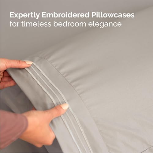 Full Size 4 Piece Sheet Set - Breathable & Cooling Sheets - Light Grey