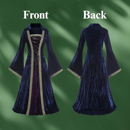Colorful House Women Hooded Medieval Renaissance Dress Halloween for Adult