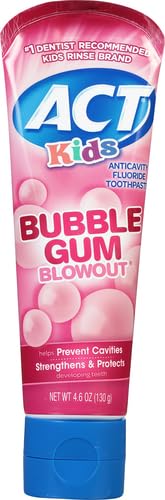 ACT Kids Anticavity Fluoride Toothpaste 4.6 oz. Bubble Gum Blowout (Pack of 2)