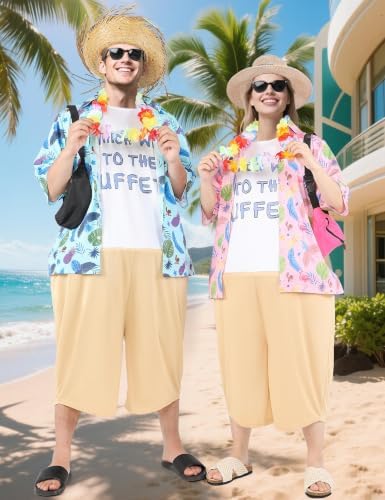 12PCS Tacky Tourist Costume Couples Hawaiian Funny Adult Halloween Set