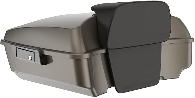 Advanblack Road Glide Tour Trunk Pack River Rock Gray Chopped Tour Trunk Pack Backrest Pad for '97-'25 Harley Touring Road King Street Glide Electra Glide CVO models