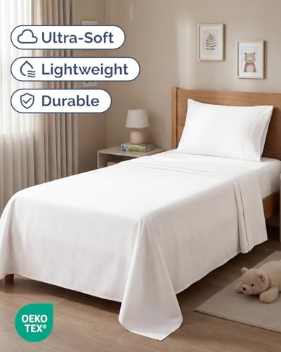 Twin Size 3 Piece Sheet Set - Breathable & Cooling Sheets - Antique White
