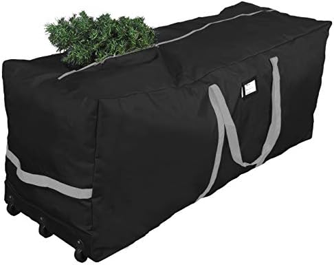 Christmas Tree Storage Bag, Fits Up to 9 foot Tall Xmas Holiday Trees 28" X 16" X 60" Extra Large Heavy Duty Xmas Box Container with Wheels (Black)