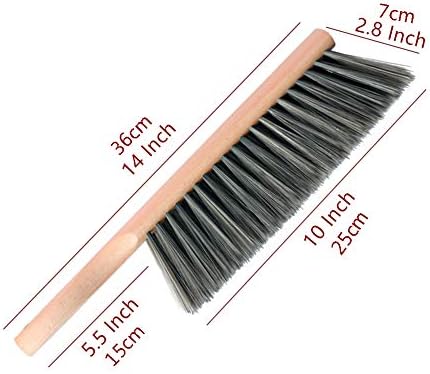 Metal Dust Pan and Brush Set, Natural Bristle Wooden Hand Broom for Fireplace, Garage, Workshop, 9" Wide