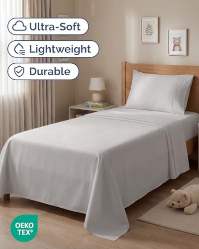Twin Size 3 Piece Sheet Set - Breathable & Cooling Sheets - Light Grey