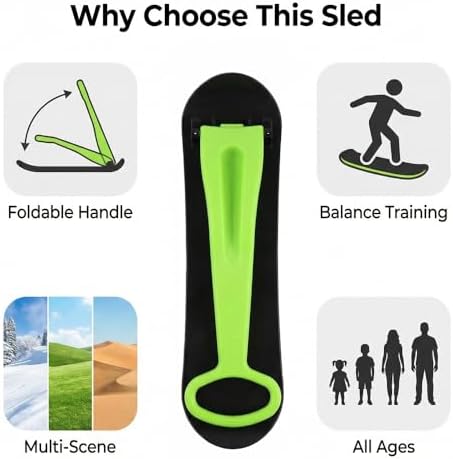 Snow Scooter, Fold-up Snowboard with Handlebar Kick-Scooter Sliding Snow Sled for Kids and Adults, Toddlers Ski Skate