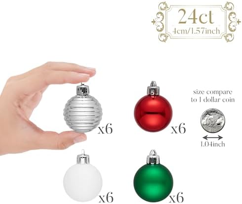 Valery Madelyn Small Christmas Tree Decorations Ball Ornaments 24ct 1.57"