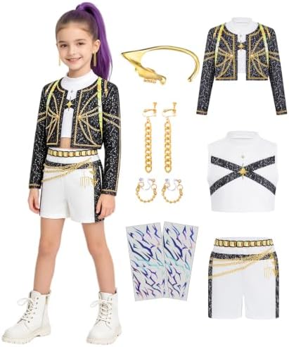 Kids Golden Pop Singer Costume Girls Halloween Costumes Outfit & Accessory