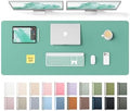 YSAGi Leather Desk Pad Protector, Office Desk Mat, Large Mouse Pad, Non-Slip PU Leather Desk Blotter, Laptop Desk Pad, Waterproof Desk Writing Pad for Office and Home (Green-Blue,55" x 17.2")