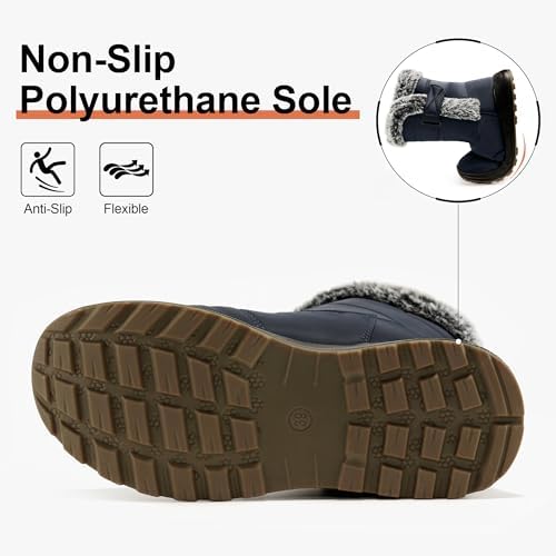 Winter Snow Boots for Women 2026: All-day Comfort Warm Fur Lined Mid Calf Hook Loop Waterproof Outdoor Shoes for Walking