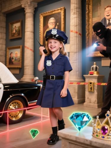 Doxrmuru Police Costume for Girls Police Outfit with Toy Gun,Cop Accessories