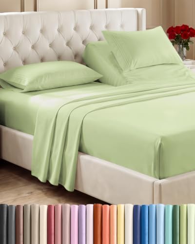 Flex Top Split Head King 4 Piece Sheet Set - Ultra-Soft - Light Sage Green
