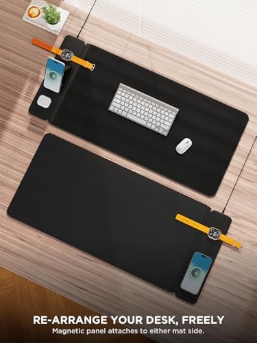 2nd Gen Wireless Charging Desk Mat,3-in-1 Foldable Phone Holder Mouse Pad