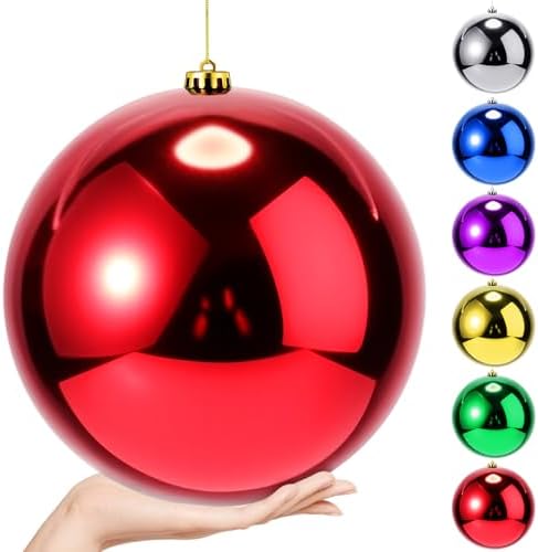 Zubebe 6 Pcs 8 Inch Large Outdoor Christmas Ball Ornaments,Multicolor