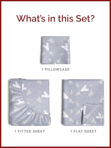 Christmas Sheet Set, Polar Bears, Holiday Xmas Bedding Set - Twin Size