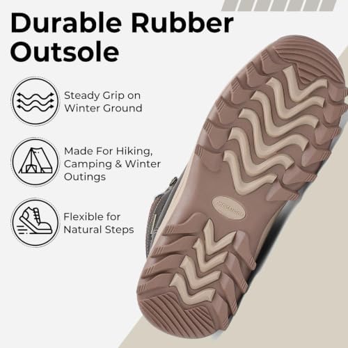 Mishansha Men's Waterproof Snow Boots, Insulated Winter Hiking Boots