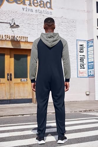 COOFANDY Mens Jumpsuit Onesie Hooded Full Zip One Piece Jogging Tracksuit
