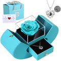 Preserved Rea Cyanl Rose with I Love You Necklace 100 Languages, Gifts for Girlfriend, Women, Mom, Wife, Gifts Idea on Christmas, Valentine's Day, Mother's Day, Birthday, Anniversary, Thanksgiving
