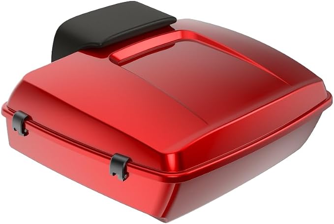 Advanblack 2025 RG Tour Trunk Pack Brilliant Red Chopped Tour Trunk Pack Backrest Pad for '97-'25 Harley Touring Road King Street Glide Electra Glide CVO models