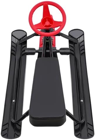 Red Snow Racer Sled, Steerable Ski Slider Ski Sled Slider Board Snow Sled Ice Skating Equipment with Twin Serrated Brakes, 220lbs Load Capacity for Adults Children