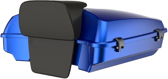 Advanblack Road Glide Tour Trunk Pack Crushed Sapphire Blue Razor Tour Trunk Pack Backrest Pad for '97-'25 Harley Touring Road King Street Glide Electra Glide CVO models