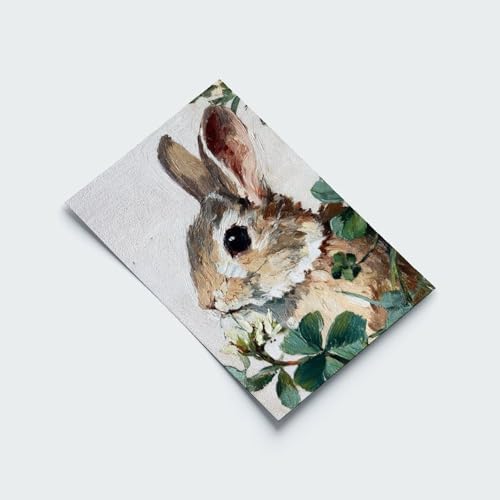 JDBeehpy Oil Painting Art Animal (Unframed, Canvas Only) Wall Decoration Rabbits Alfalfa Plants Printed Posters Farmhouses Rural Cottages Living Rooms Gifts for Her or Him 16x24inch(40x60cm)