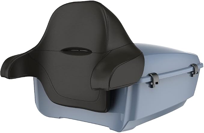 Advanblack Harley Motocycle Gunship Gray Tour Trunk Pack Gunship Gray King Tour Trunk Pack Luggage +Wrap-Around Backrest Pad for '97-'24 Harley Touring
