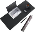 CENNBIE Leather Desk Mat Protector, 35.5" x 16" Office Desk Pad (Black)