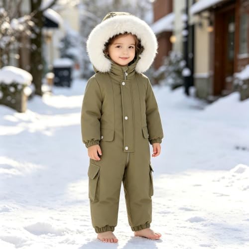 Toddler Girls Snow Suit Kids Boys One Piece Ski Jumpsuit Warm Padded Onesie