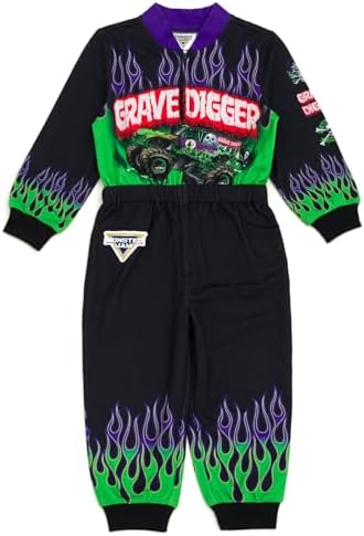 Monster Jam French Terry Racing Zip Up Coverall Infant to Big Kid Grave Digger El Toro Loco Megalodon