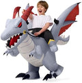 Spooktacular Creations Kids Inflatable Costumes, Ride on Dragon Inflatable Costume, Gray Dinosaur Blow up Outfit