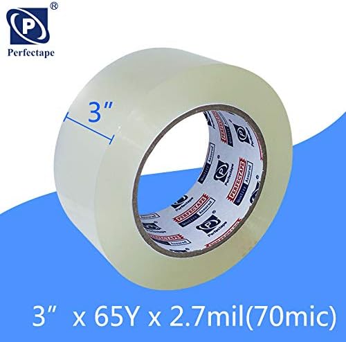 PERFECTAPE 3" Heavy Duty Packing Tape 12 Rolls, Total 780Y, Clear, 2.7 mil, 3 inch x 65 Yards, Ultra Strong, Refill for Packaging and Shipping(3" Width, not 2" Width) | Total 780Y, 2.7 mil, Ultra Strong, Refill for Packaging and Shipping(3" Width, not ...