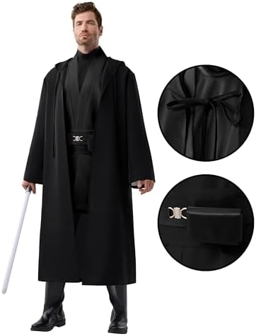 Spooktacular Creations Halloween Mens Tunic Hooded Cloak, Knight Costume Men, Tunic Hooded Robe with Pants for Halloween