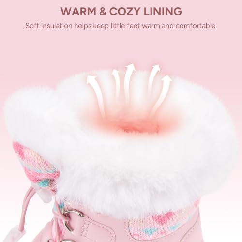 Stelle Girls Snow Boots with Faux Fur Collar Kids Winter Warm Boot