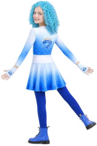 Girls Wonderland Costume Kids Cosplay Outfits Jumpsuit with Gloves Wig Set