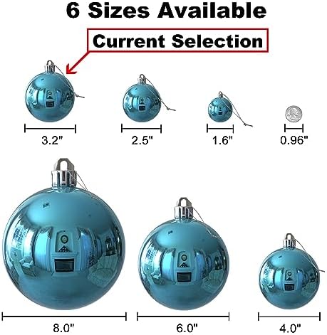 Baby Blue & Silver 3.2" Large Christmas Balls - Christmas Tree Decoration Ornaments Shatterproof Hanging Balls for Birthday Halloween Holiday Wedding Decorations Set of 24pcs