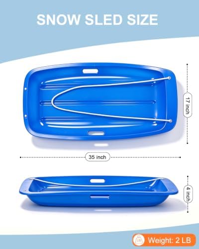 Snow Sled for Kids and Adult, Toboggan Sled with Plastic Cold-Resistant 35"
