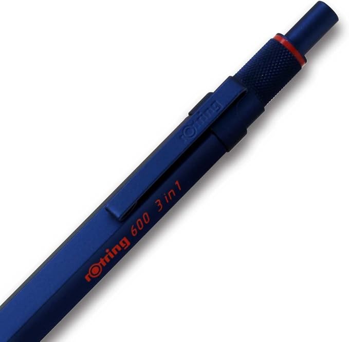 rOtring 2159367 Rottling Multifunction Pen 600 Iron Blue 3 in 1 Ballpoint Pen 2 Colors (Red & Black) & Mechanical Pencils in Gift Box
