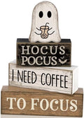 Lineshading 4 Pcs Wooden Tiered Tray Decor Ghost Coffee Block Signs