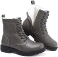 todaysunny Womens Combat Winter Boots Fur Lined Snow Boots Lace Up Side Zip