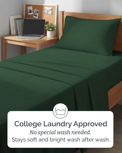 Twin XL Size 3 Piece Sheet Set - Comfy Breathable & Cooling - Emerald Green