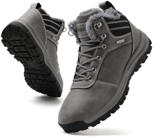 TSIODFO Men's Waterproof Snow Boots Leather Hiking Boot