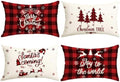 Plaid Christmas Pillow Covers 20x12 Buffalo Check Set of 4 Red Black Christmas Decorations Farmhouse Throw Pillow Covers Winter Holiday Linen Cushion Case for Home Sofa Couch Bed Chair