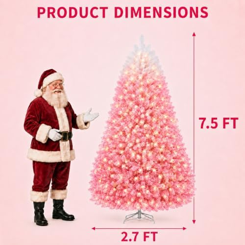 7.5ft Pre-Lit Artificial Christmas Tree, 400 Lights, 1180 Tips