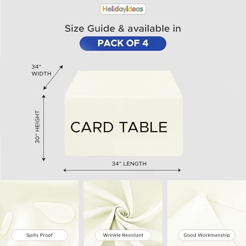 Squre Fitted Tablecloth for Card Table Craft Shows Beige 4-Pack 34x34 inch