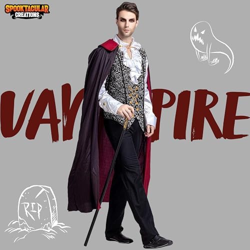 Spooktacular Creations Halloween Men Vampire Costume,Halloween Men's Vampire Cape, Dracula Costume Men