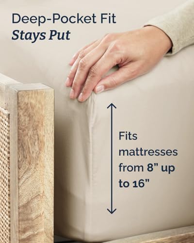 Twin XL Size 3 Piece Sheet Set - Comfy Breathable & Cooling Sheets - Wheat