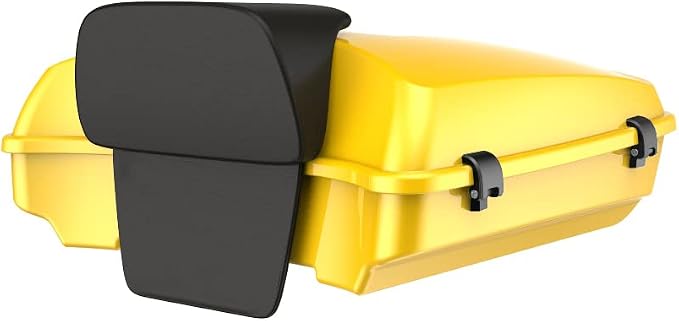 Advanblack Road Glide Tour Trunk Pack Chrome Yellow Razor Tour Trunk Pack Backrest Pad for '97-'25 Harley Touring Road King Street Glide Electra Glide CVO models