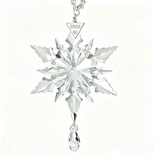 2026 Annual Christmas Ornaments Crystal Snowflake Star - Christmas Tree Ornaments Pendant Sun Catcher Home Hanging Decor (2026 Transparent White Pendant Style)